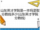 山东英才学院是一本吗录取分数线多少(山东英才学院分数线)
