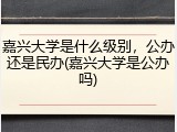 嘉兴大学是什么级别，公办还是民办(嘉兴大学是公办吗)
