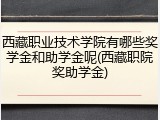 西藏职业技术学院有哪些奖学金和助学金呢(西藏职院奖助学金)