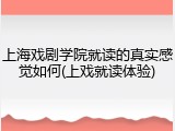 上海戏剧学院就读的真实感觉如何(上戏就读体验)