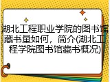 湖北工程职业学院的图书馆藏书量如何，简介(湖北工程学院图书馆藏书概况)
