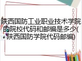 陕西国防工业职业技术学院的院校代码和邮编是多少(陕西国防学院代码邮编)