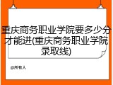 重庆商务职业学院要多少分才能进(重庆商务职业学院录取线)