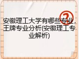 安徽理工大学有哪些专业，王牌专业分析(安徽理工专业解析)