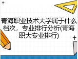 青海职业技术大学属于什么档次，专业排行分析(青海职大专业排行)
