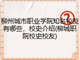柳州城市职业学院知名校友有哪些，校史介绍(柳城职院校史校友)