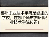 郴州职业技术学院是哪里的学校，在哪个城市(郴州职业技术学院位置)