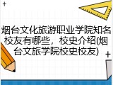 烟台文化旅游职业学院知名校友有哪些，校史介绍(烟台文旅学院校史校友)