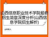 山西信息职业技术学院最新招生简章深度分析(山西信息学院招生解析)