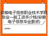 安徽电子信息职业技术学院毕业一般工资多少钱(安徽电子信息毕业薪资)
