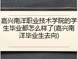 嘉兴南洋职业技术学院的学生毕业都怎么样了(嘉兴南洋毕业生去向)