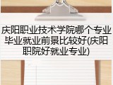 庆阳职业技术学院哪个专业毕业就业前景比较好(庆阳职院好就业专业)