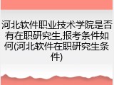 河北软件职业技术学院是否有在职研究生,报考条件如何(河北软件在职研究生条件)