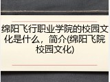 绵阳飞行职业学院的校园文化是什么，简介(绵阳飞院校园文化)