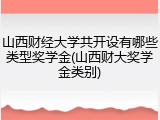 山西财经大学共开设有哪些类型奖学金(山西财大奖学金类别)