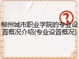 柳州城市职业学院的专业设置概况介绍(专业设置概况)
