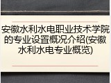 安徽水利水电职业技术学院的专业设置概况介绍(安徽水利水电专业概览)