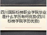 四川国际标榜职业学院毕业是什么学历有何优势(四川标榜学院学历优势)