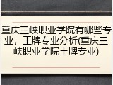 重庆三峡职业学院有哪些专业，王牌专业分析(重庆三峡职业学院王牌专业)