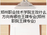 郑州职业技术学院主攻什么方向有哪些王牌专业(郑州职院王牌专业)