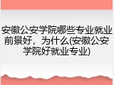 安徽公安学院哪些专业就业前景好，为什么(安徽公安学院好就业专业)