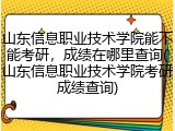 山东信息职业技术学院能不能考研，成绩在哪里查询(山东信息职业技术学院考研成绩查询)