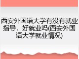 西安外国语大学有没有就业指导，好就业吗(西安外国语大学就业情况)