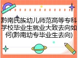 黔南民族幼儿师范高等专科学校毕业生就业大致去向如何(黔南幼专毕业生去向)