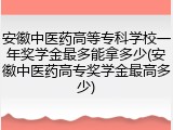 安徽中医药高等专科学校一年奖学金最多能拿多少(安徽中医药高专奖学金最高多少)