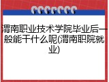 渭南职业技术学院毕业后一般能干什么呢(渭南职院就业)