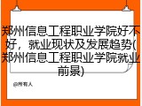 郑州信息工程职业学院好不好，就业现状及发展趋势(郑州信息工程职业学院就业前景)
