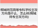 桐城师范高等专科学校主攻方向是什么，怎么样(桐城师专主攻方向)