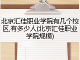北京汇佳职业学院有几个校区,有多少人(北京汇佳职业学院规模)