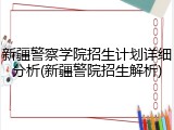 新疆警察学院招生计划详细分析(新疆警院招生解析)