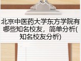 北京中医药大学东方学院有哪些知名校友，简单分析(知名校友分析)