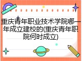 重庆青年职业技术学院哪一年成立建校的(重庆青年职院何时成立)