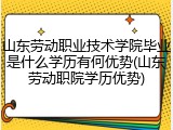 山东劳动职业技术学院毕业是什么学历有何优势(山东劳动职院学历优势)