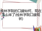 桂林学院的口碑如何，现在怎么样了(桂林学院口碑现状)