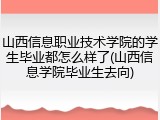 山西信息职业技术学院的学生毕业都怎么样了(山西信息学院毕业生去向)