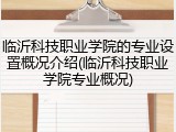 临沂科技职业学院的专业设置概况介绍(临沂科技职业学院专业概况)