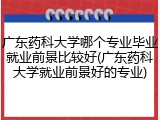 广东药科大学哪个专业毕业就业前景比较好(广东药科大学就业前景好的专业)