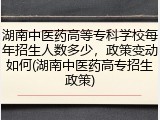 湖南中医药高等专科学校每年招生人数多少，政策变动如何(湖南中医药高专招生政策)
