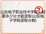 山东电子职业技术学院一般要多少分才能录取(山东电子学院录取分数)