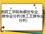 淮阴工学院有哪些专业，王牌专业分析(淮工王牌专业分析)