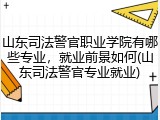 山东司法警官职业学院有哪些专业，就业前景如何(山东司法警官专业就业)