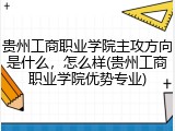 贵州工商职业学院主攻方向是什么，怎么样(贵州工商职业学院优势专业)
