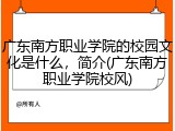 广东南方职业学院的校园文化是什么，简介(广东南方职业学院校风)