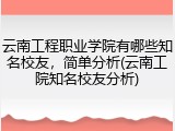云南工程职业学院有哪些知名校友，简单分析(云南工院知名校友分析)