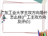 广东工业大学主攻方向是什么，怎么样(广工主攻方向及评价)