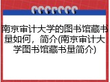 南京审计大学的图书馆藏书量如何，简介(南京审计大学图书馆藏书量简介)